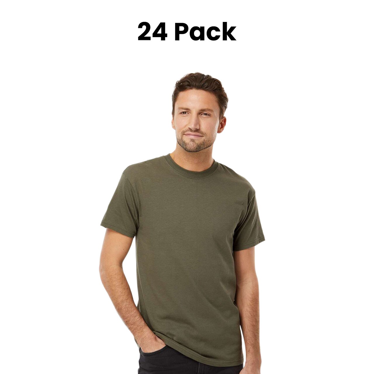 24 Pack : M&O Men’s Gold Soft Touch USA Cotton Jersey Crewneck T Shirt For Easy Customization